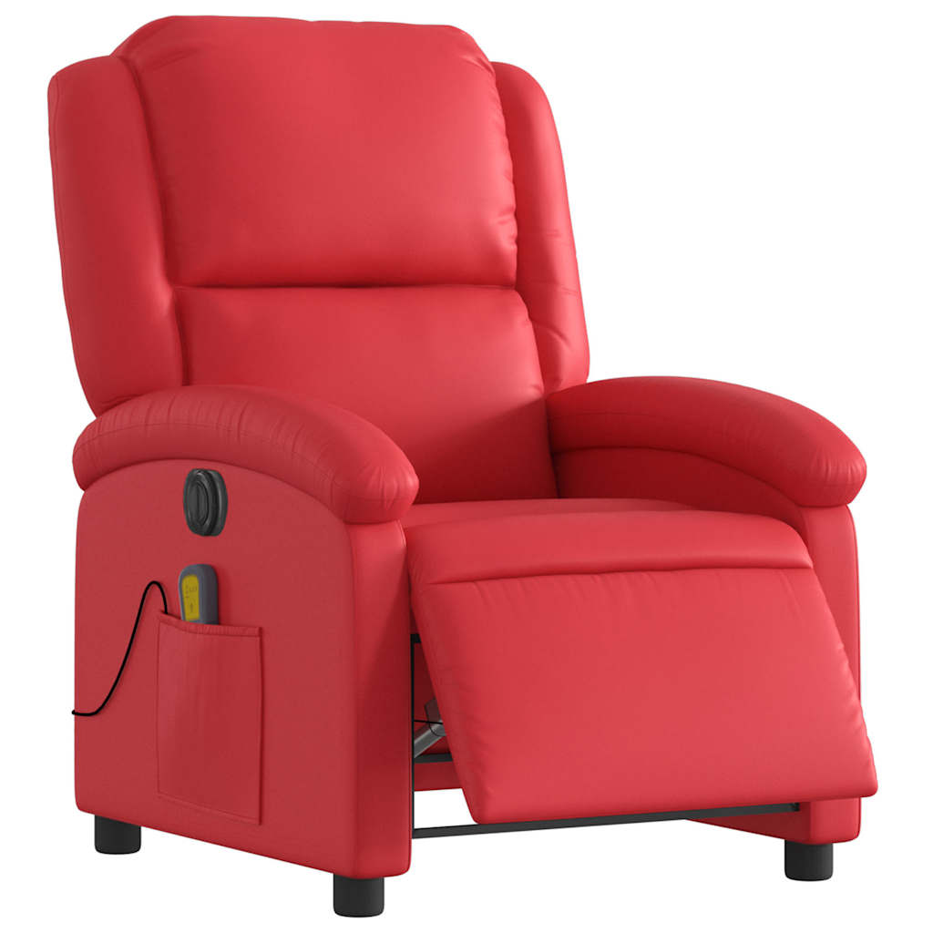 Massagesessel Elektrisch Rot Kunstleder
