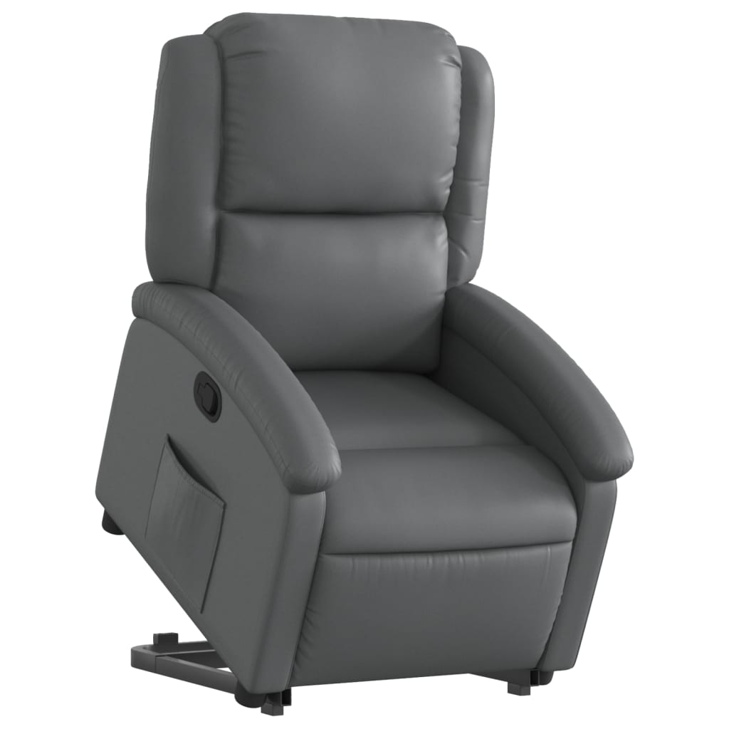 Fauteuil inclinable avec aide à la verticalisation, similicuir gris