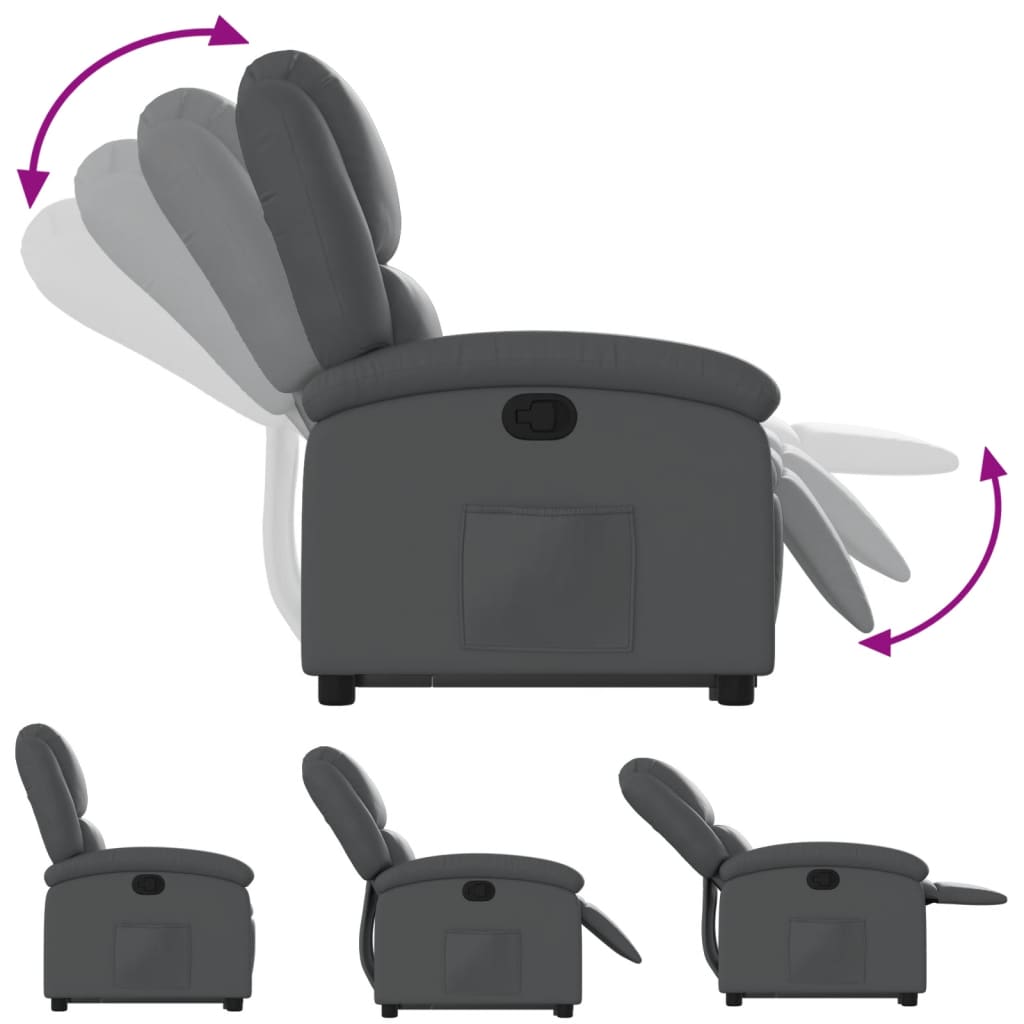 Fauteuil inclinable avec aide à la verticalisation, similicuir gris