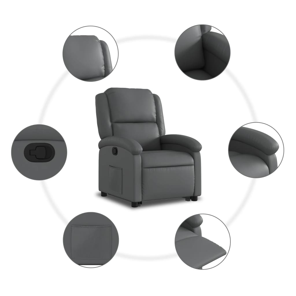 Fauteuil inclinable avec aide à la verticalisation, similicuir gris