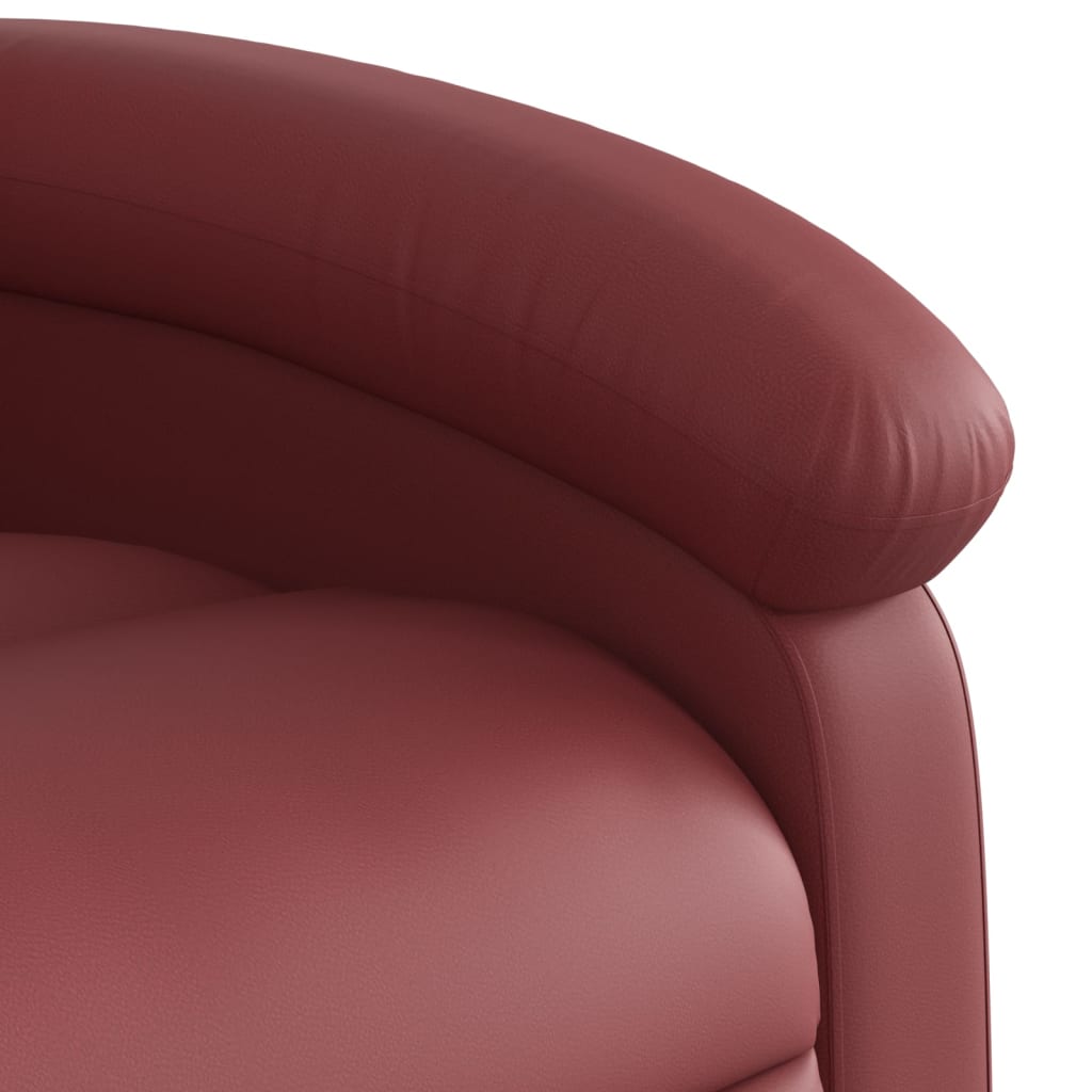 Fauteuil de massage avec aide à la verticalisation en cuir artificiel rouge vin