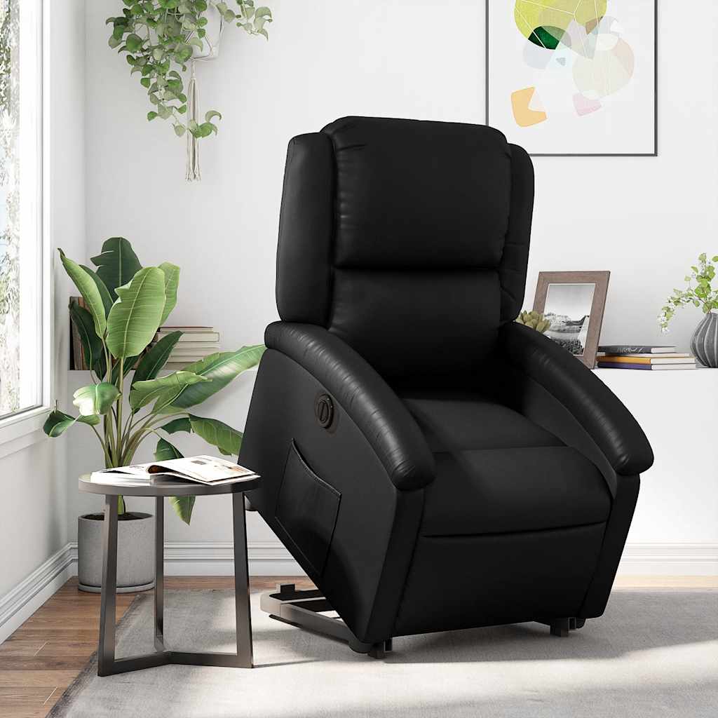 Relaxsessel mit Aufstehhilfe Elektrisch Schwarz Kunstleder