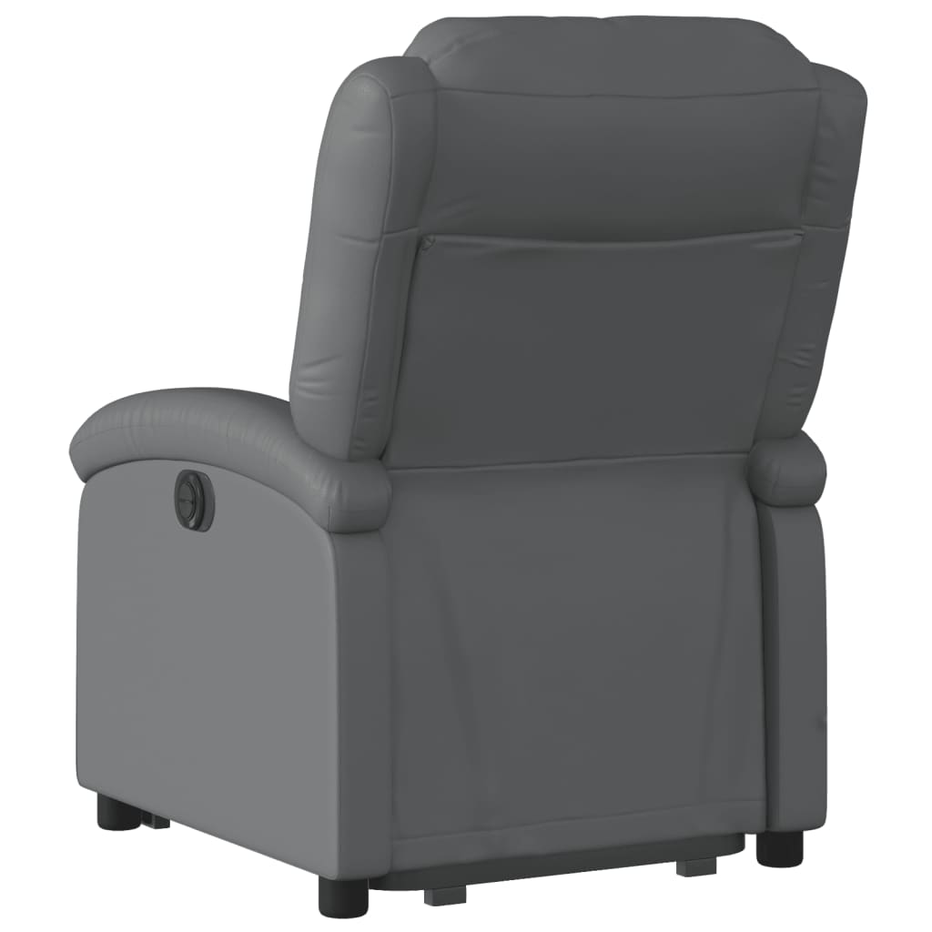 Fauteuil inclinable avec aide électrique au verticalisation, gris, simili cuir