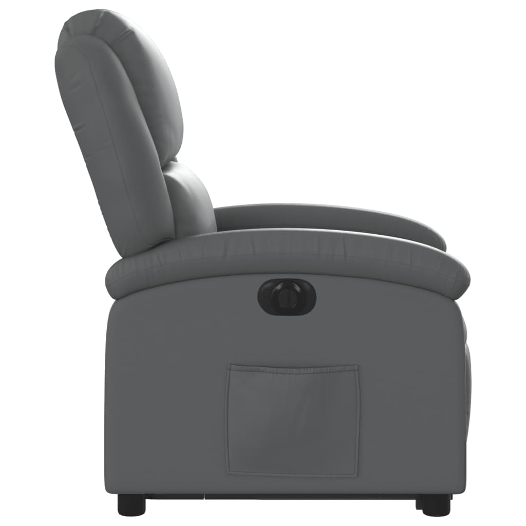 Fauteuil inclinable avec aide électrique au verticalisation, gris, simili cuir