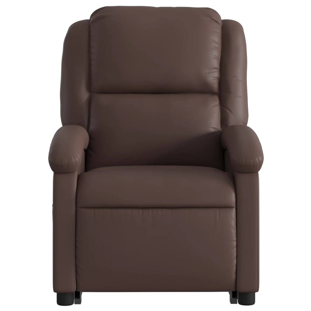 Fauteuil de massage avec aide électrique au verticalisation, simili cuir marron