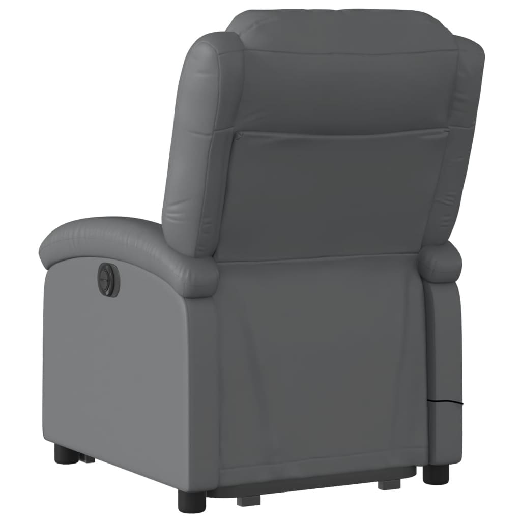 Fauteuil de massage avec aide électrique au verticalisation, gris, cuir synthétique