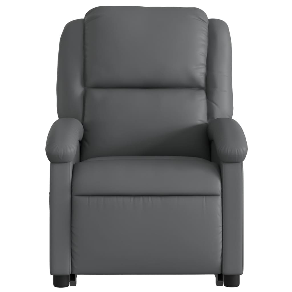 Fauteuil de massage avec aide électrique au verticalisation, gris, cuir synthétique