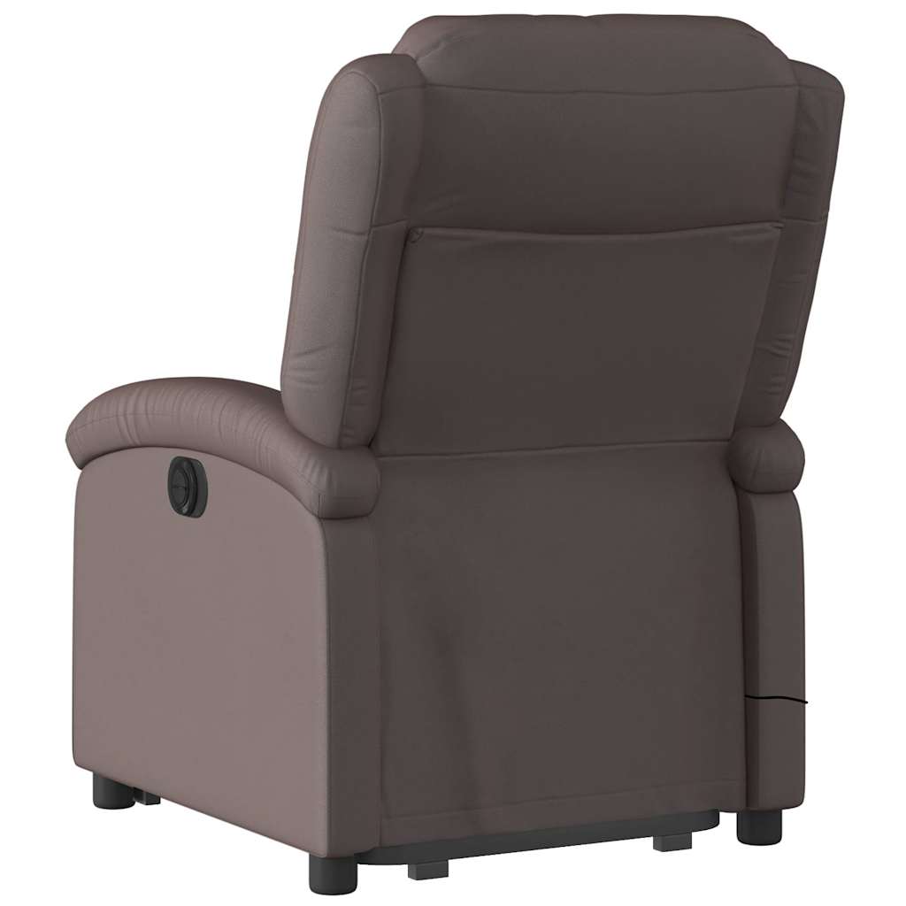 Massagesessel mit Aufstehhilfe Elektrisch Dunkelbraun Echtleder
