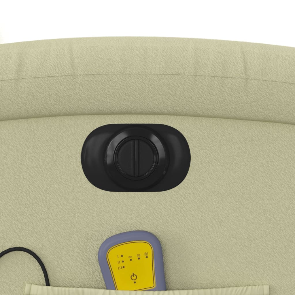 Massagesessel mit Aufstehhilfe Elektrisch Creme Echtleder