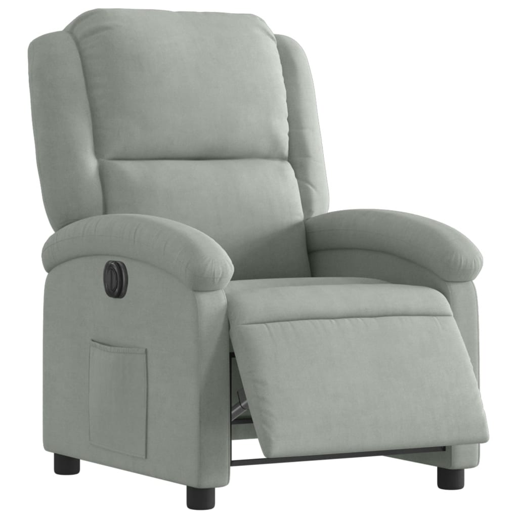 Fauteuil inclinable électrique en velours gris clair