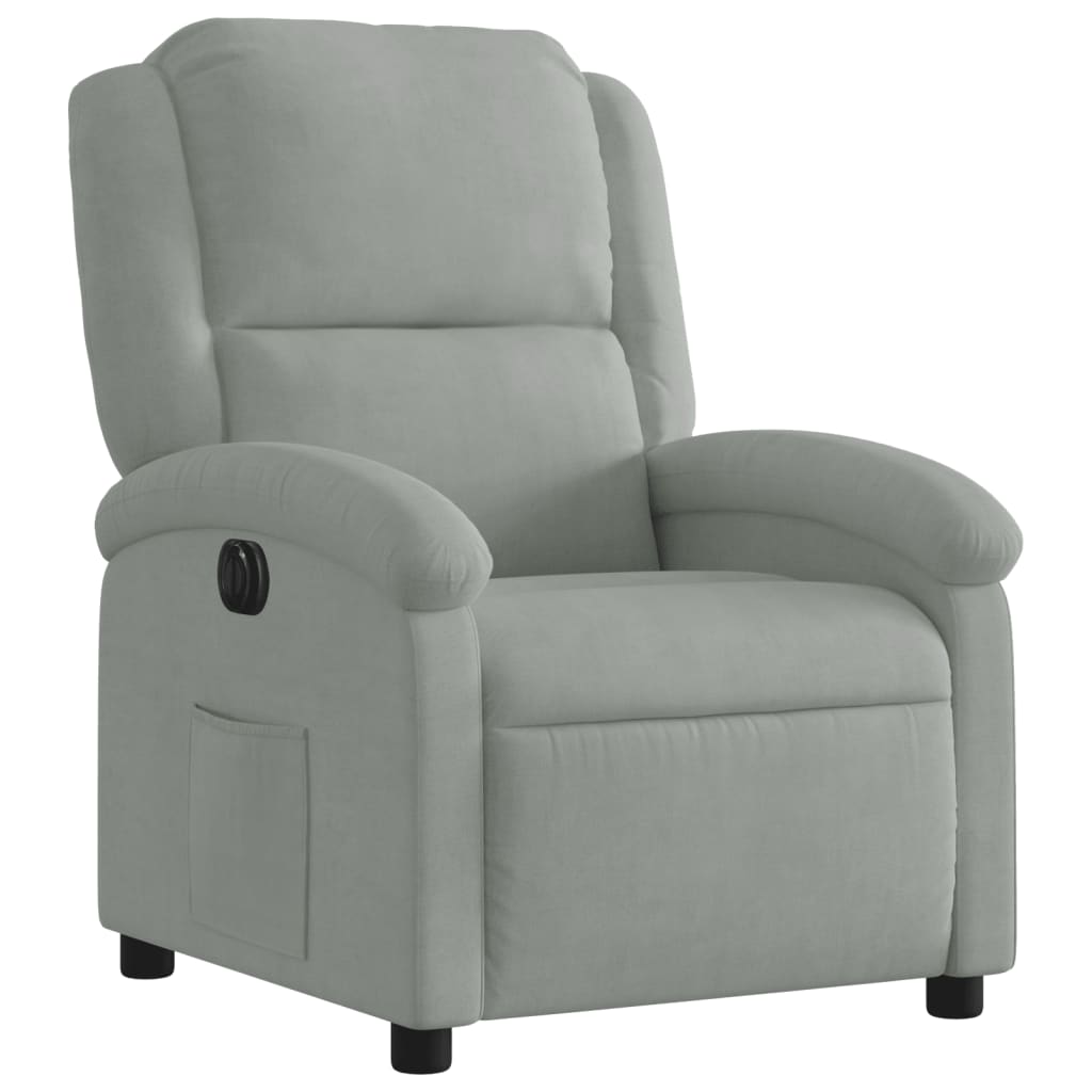 Fauteuil inclinable électrique en velours gris clair