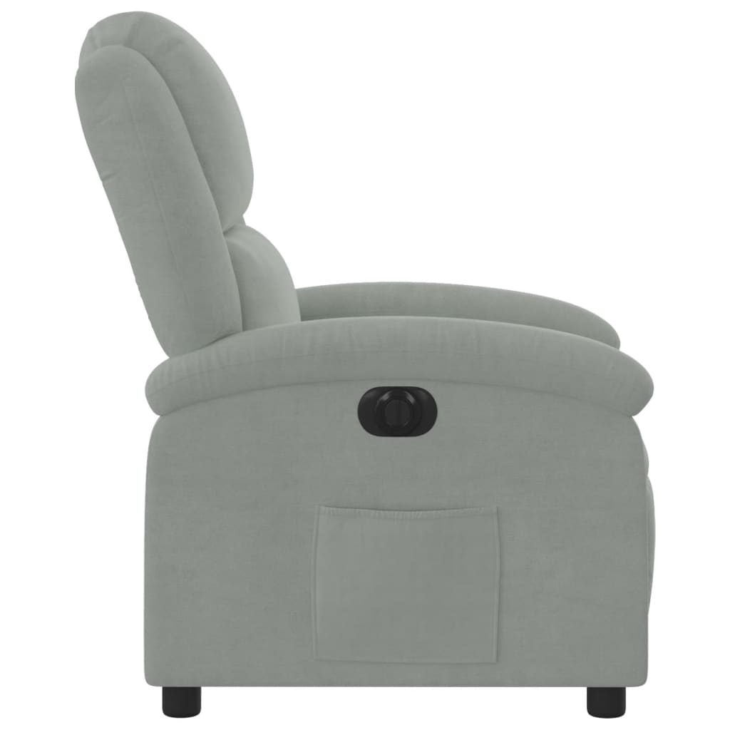Fauteuil inclinable électrique en velours gris clair