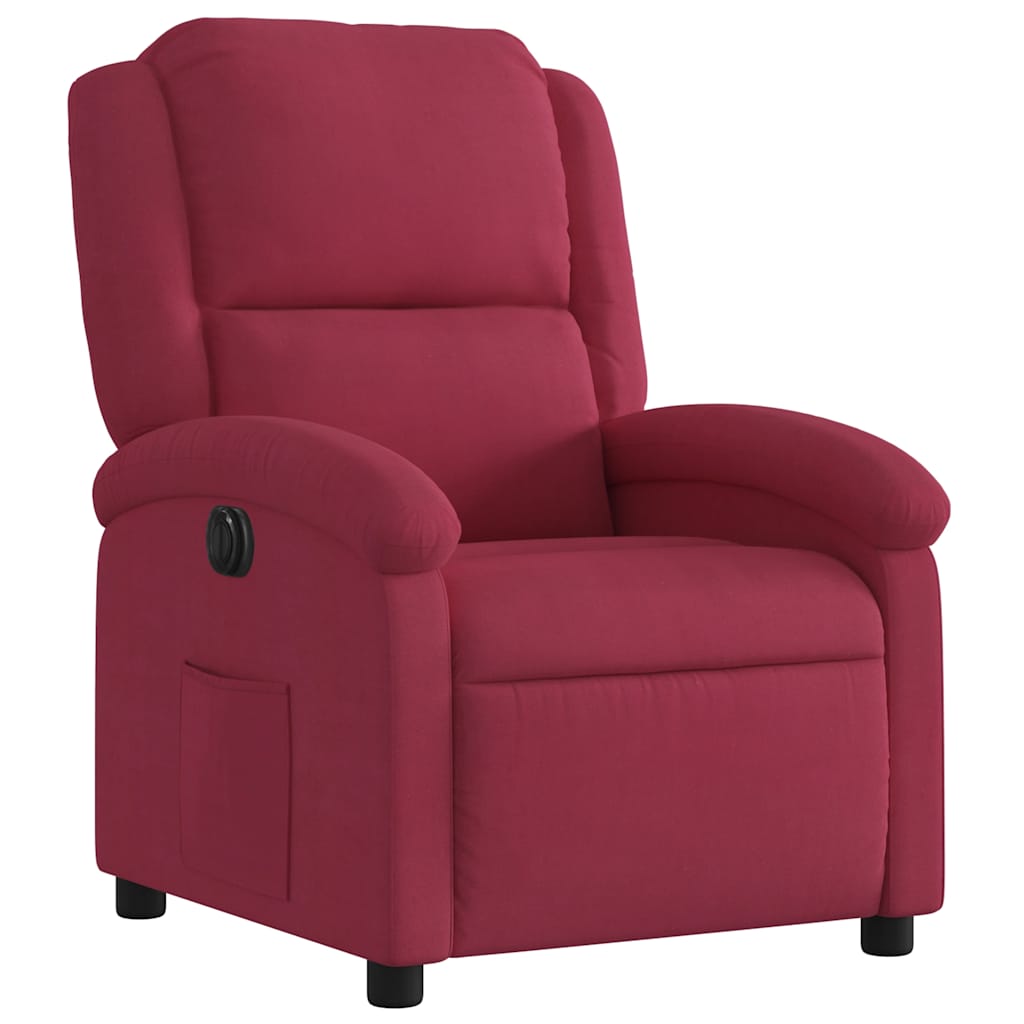 Fauteuil inclinable électrique en velours rouge vin