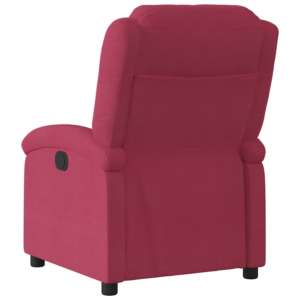 Fauteuil inclinable électrique en velours rouge vin