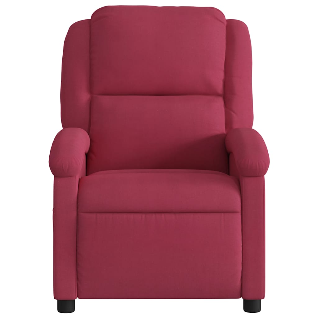 Fauteuil inclinable électrique en velours rouge vin