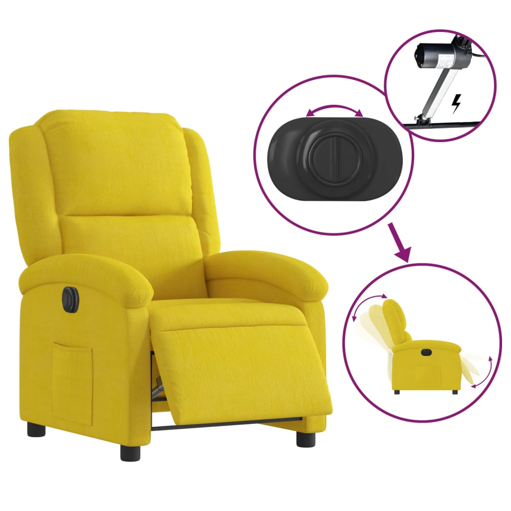 Fauteuil inclinable électrique en velours jaune