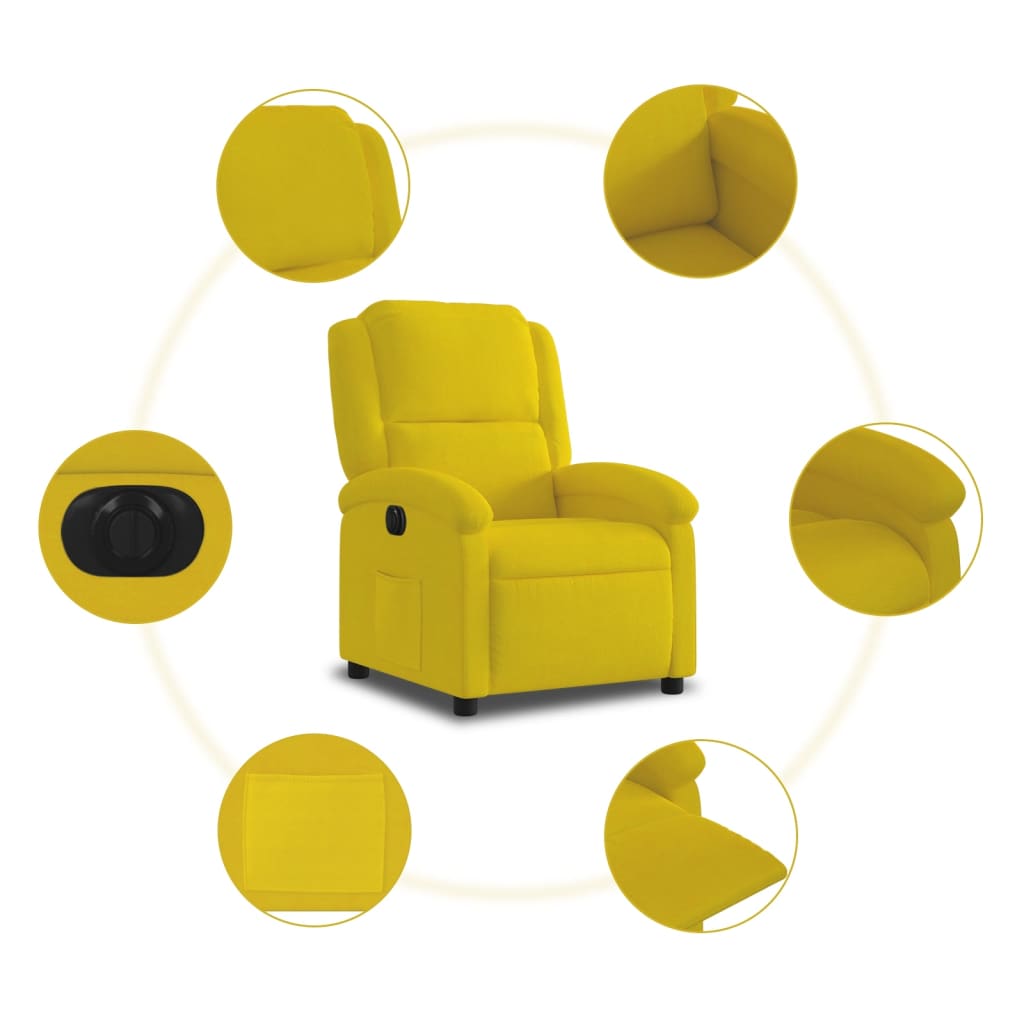 Fauteuil inclinable électrique en velours jaune
