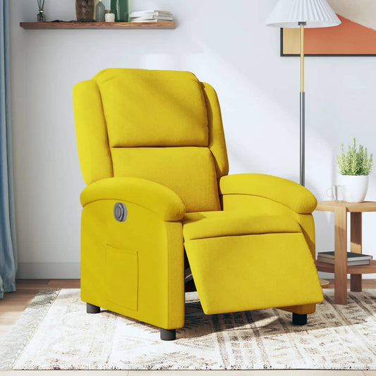 Fauteuil inclinable électrique en velours jaune