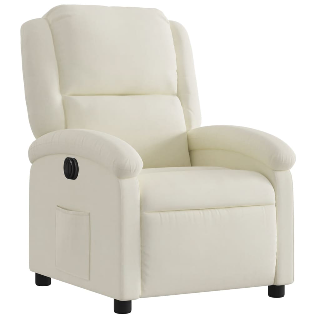 Fauteuil inclinable électrique velours crème