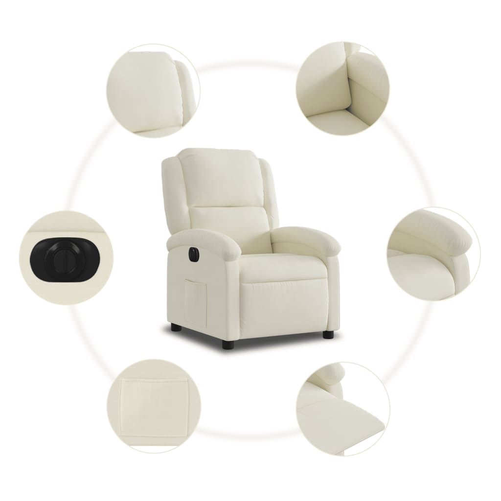 Fauteuil inclinable électrique velours crème