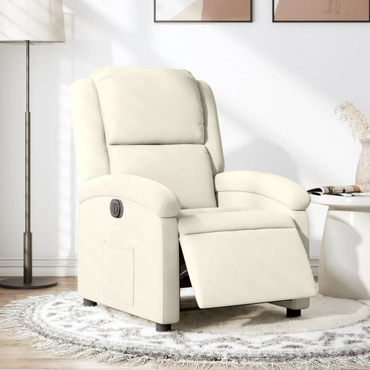 Fauteuil inclinable électrique velours crème