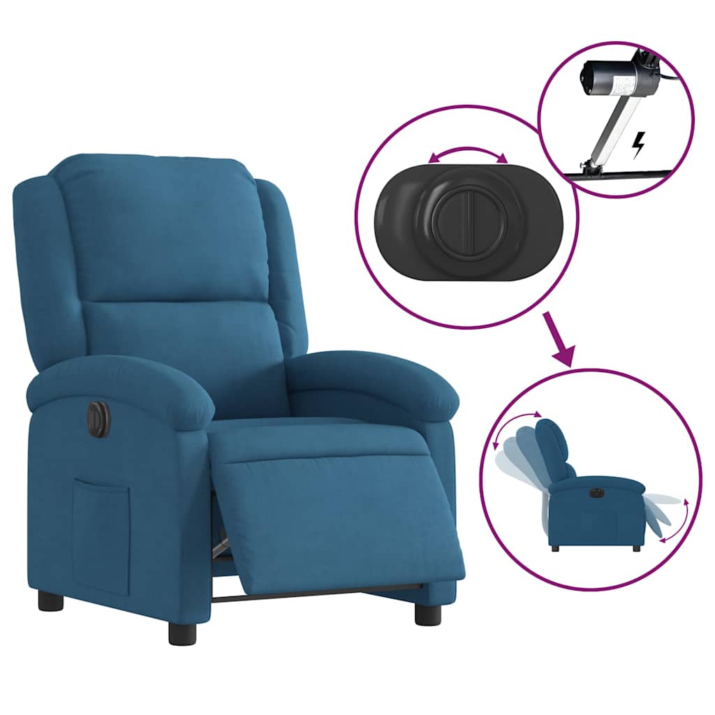 Fauteuil inclinable en velours bleu électrique