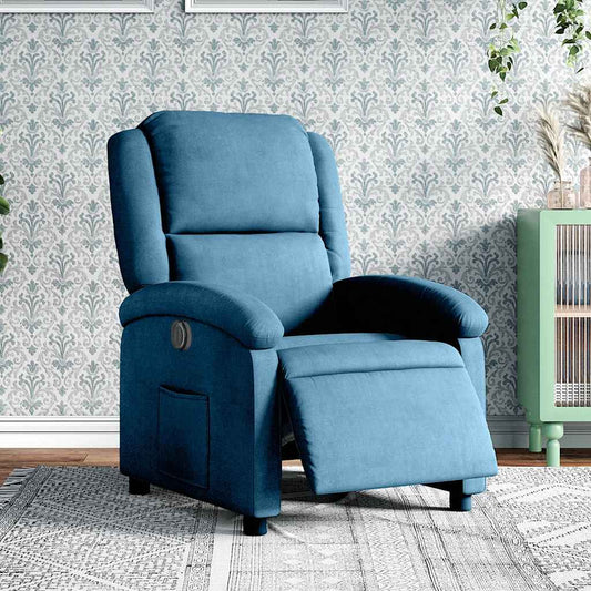 Fauteuil inclinable en velours bleu électrique