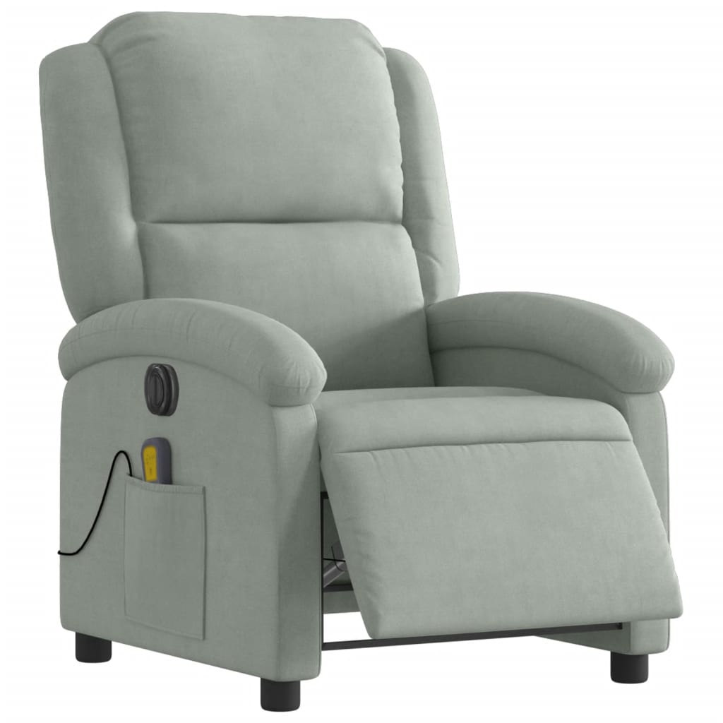 Fauteuil de massage électrique en velours gris clair