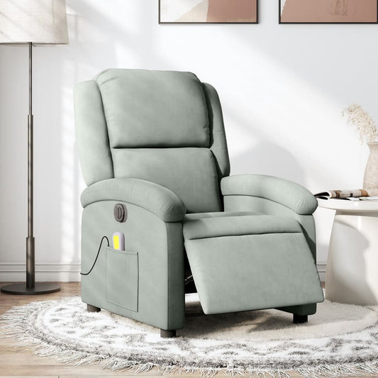 Fauteuil de massage électrique en velours gris clair