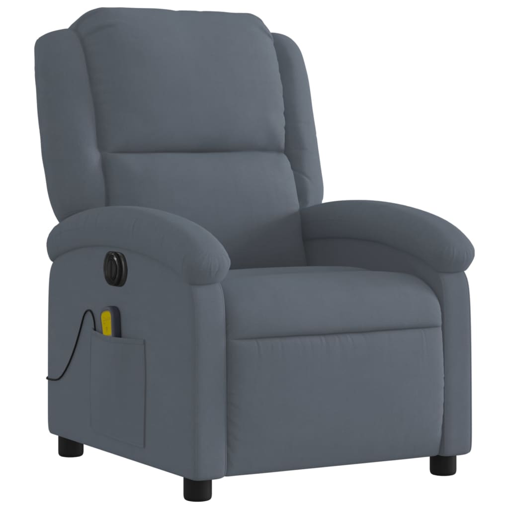 Fauteuil de massage électrique en velours gris foncé