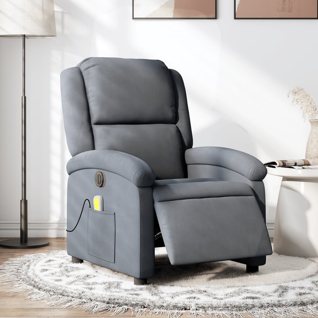 Fauteuil de massage électrique en velours gris foncé