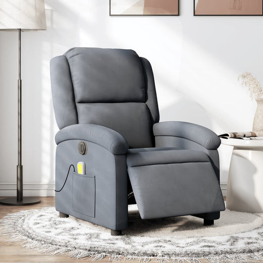 Fauteuil de massage électrique en velours gris foncé