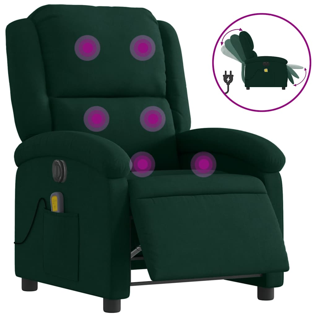 Massagesessel Elektrisch Dunkelgrün Samt