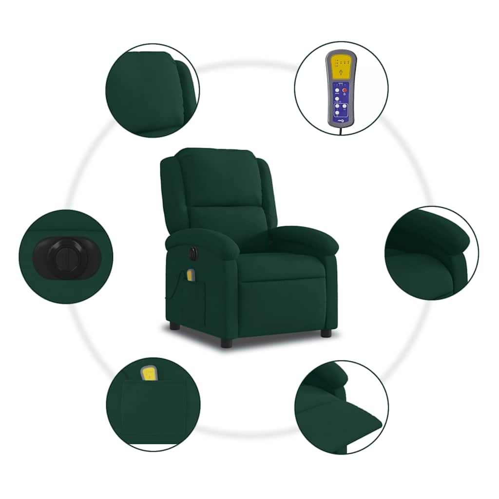 Massagesessel Elektrisch Dunkelgrün Samt