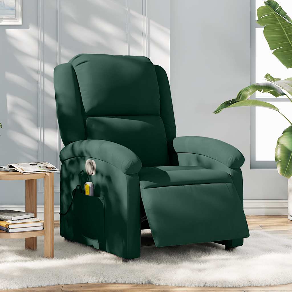 Massagesessel Elektrisch Dunkelgrün Samt