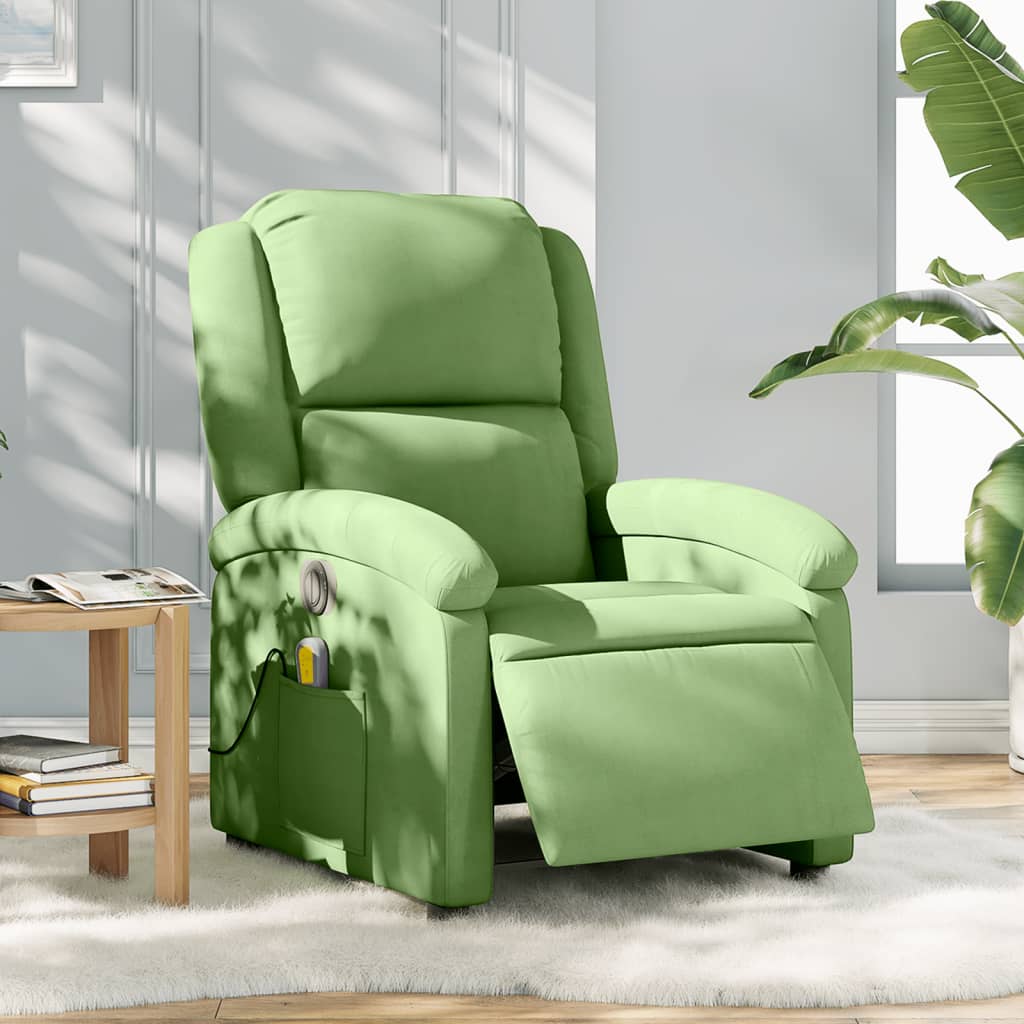 Massagesessel Elektrisch Hellgrün Samt