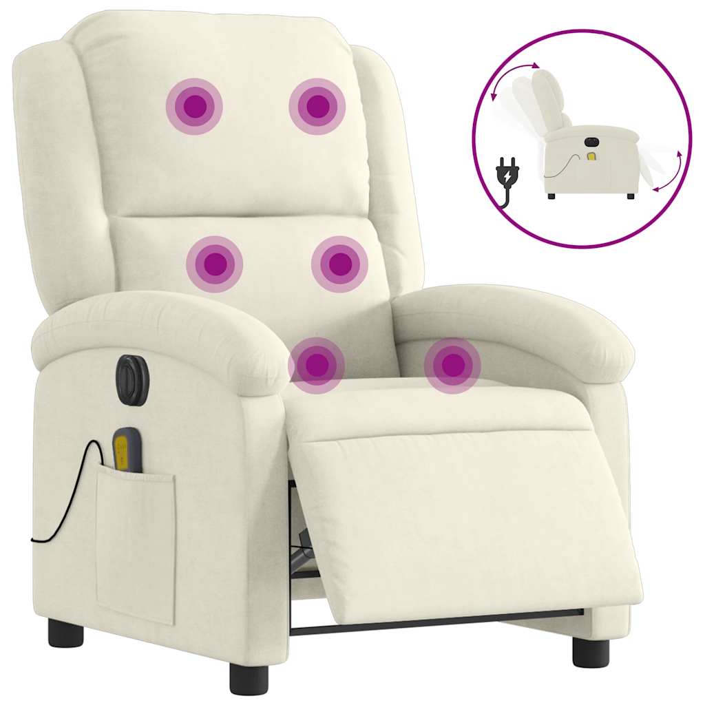 Fauteuil de massage électrique en velours crème