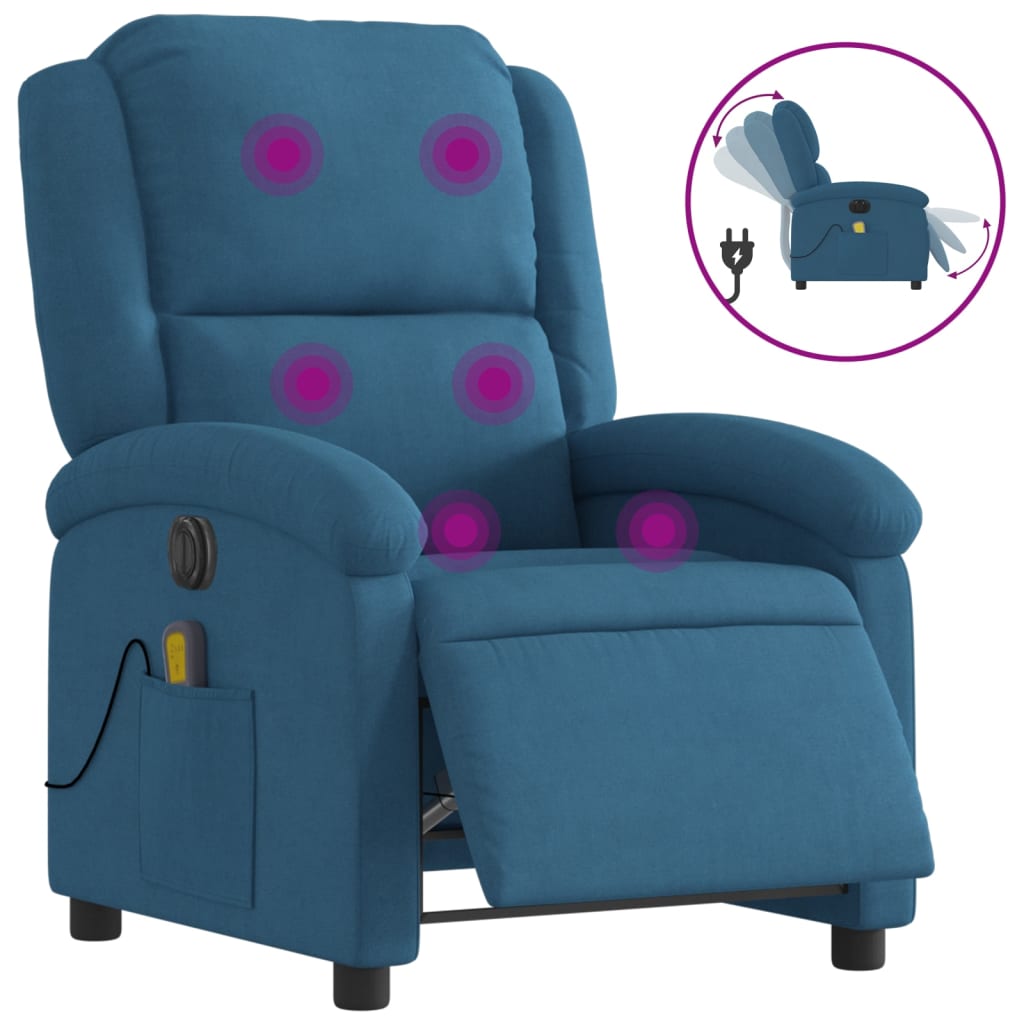 Fauteuil de massage électrique en velours bleu