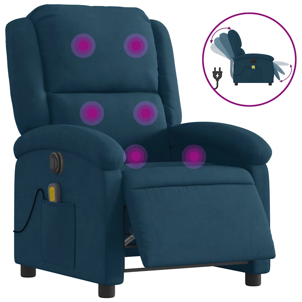 Massagesessel Elektrisch Blau Samt
