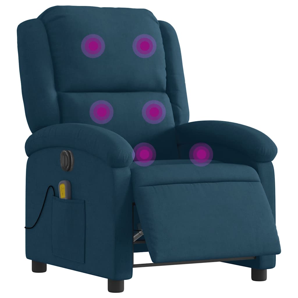 Massagesessel Elektrisch Blau Samt