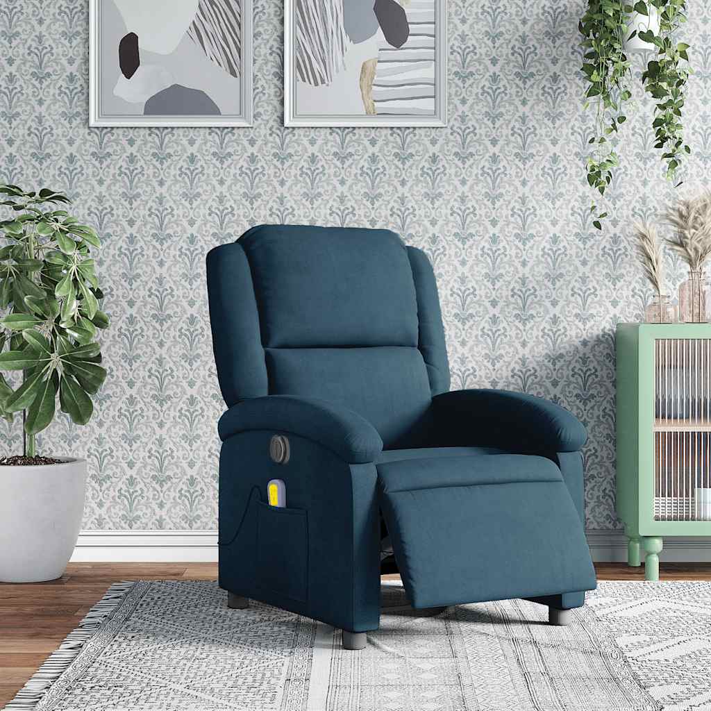 Massagesessel Elektrisch Blau Samt