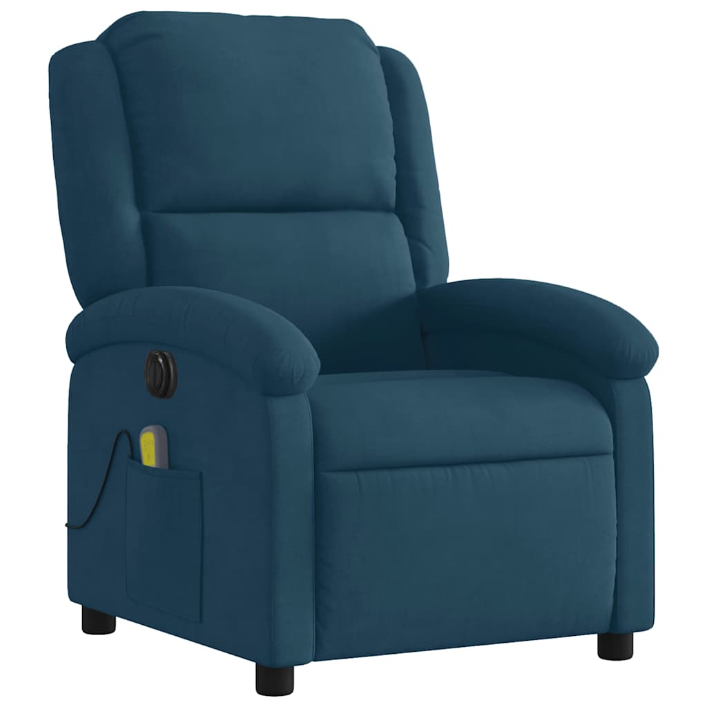 Massagesessel Elektrisch Blau Samt