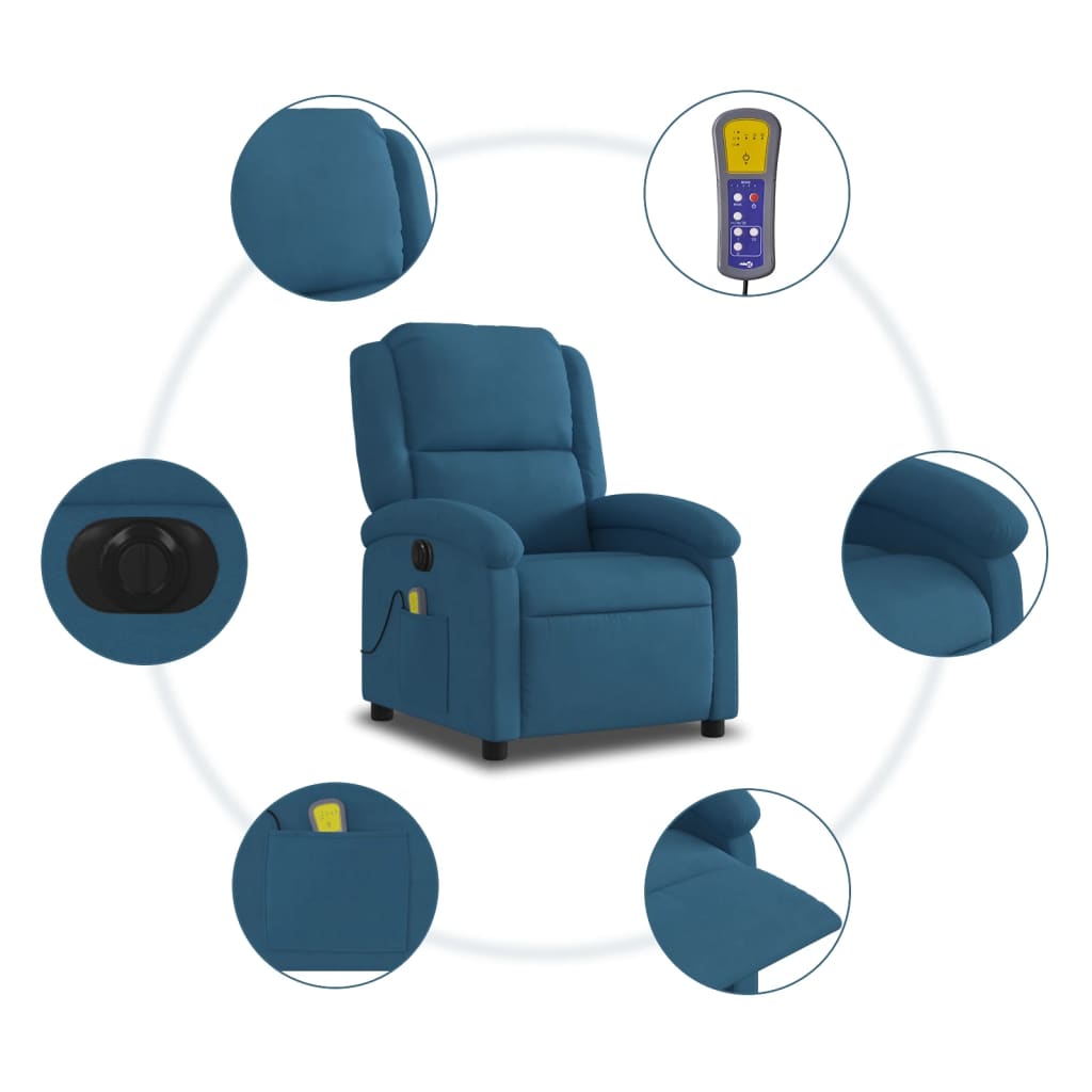 Fauteuil de massage électrique en velours bleu