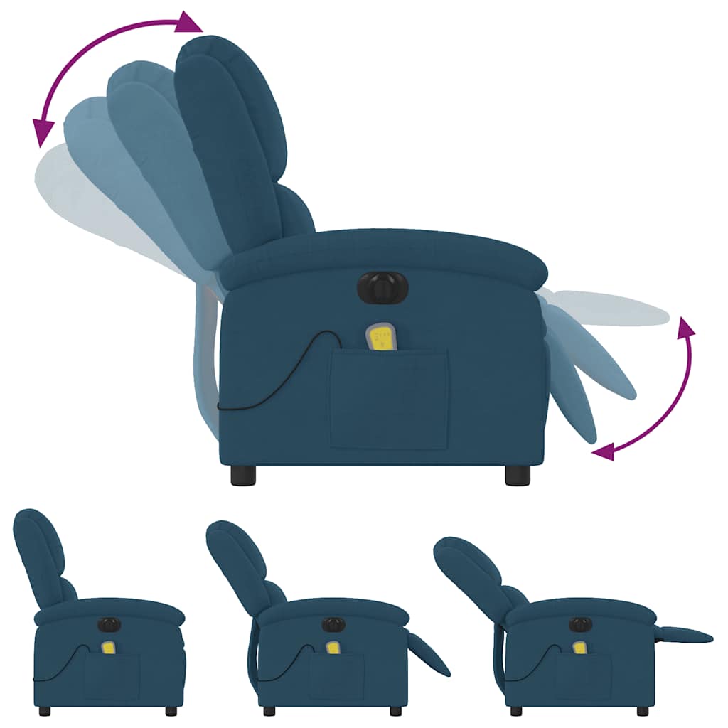 Massagesessel Elektrisch Blau Samt