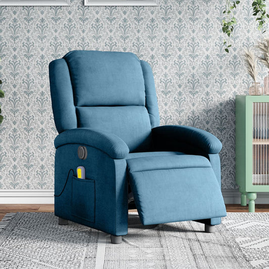 Fauteuil de massage électrique en velours bleu