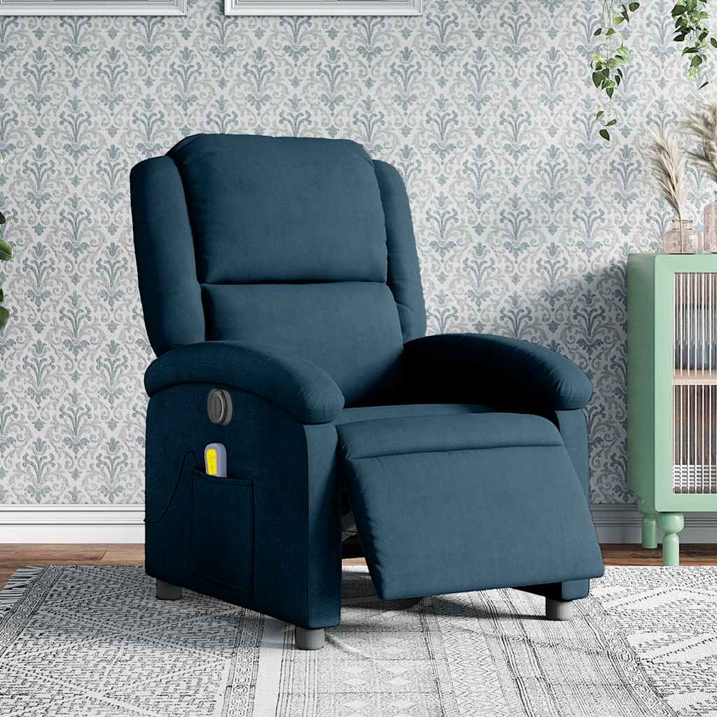 Massagesessel Elektrisch Blau Samt