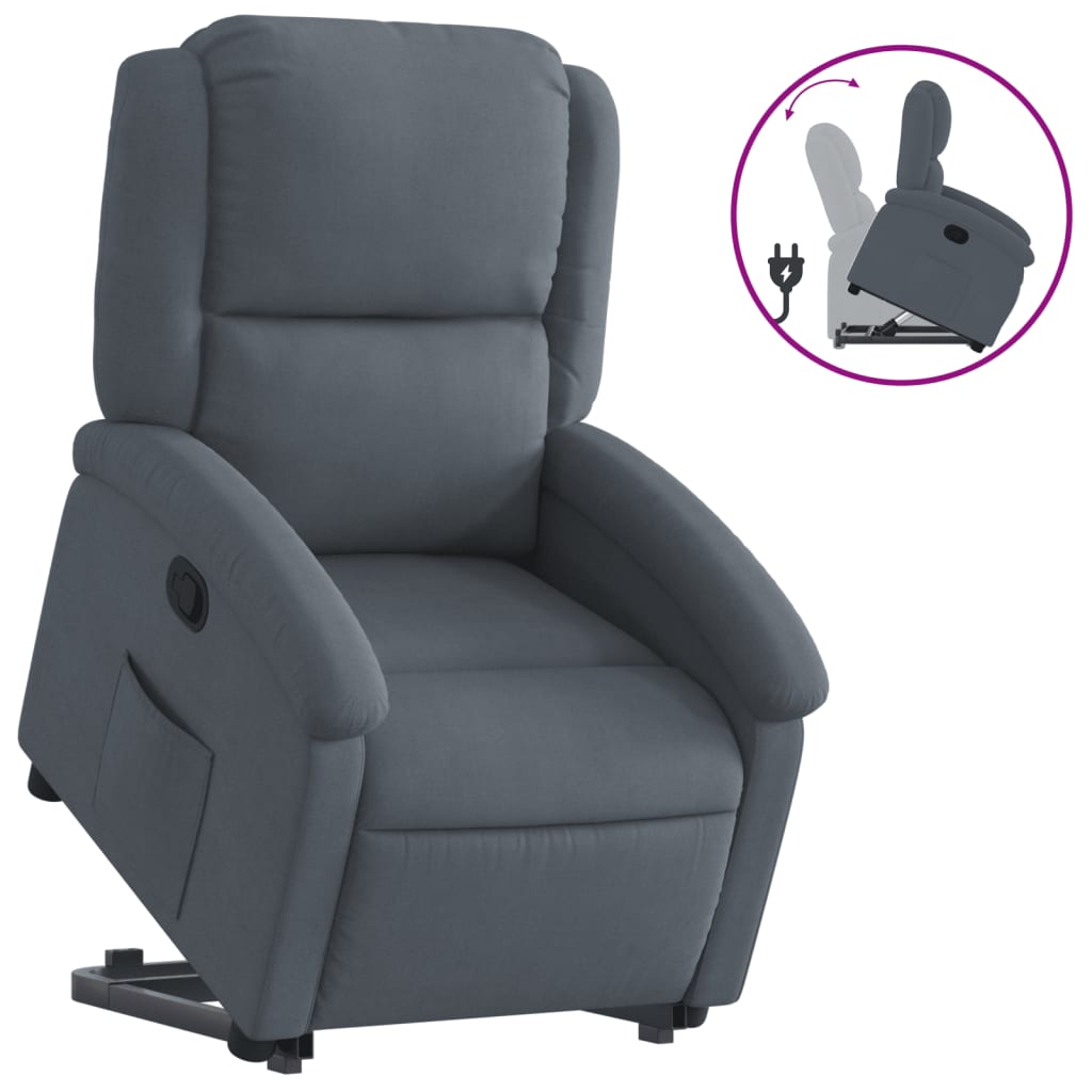 Fauteuil relax avec aide à la verticalisation en velours gris foncé