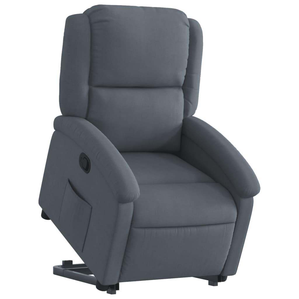 Fauteuil relax avec aide à la verticalisation en velours gris foncé