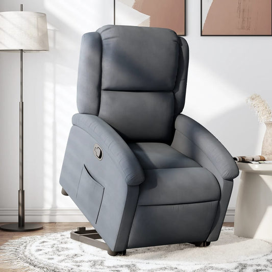 Fauteuil relax avec aide à la verticalisation en velours gris foncé