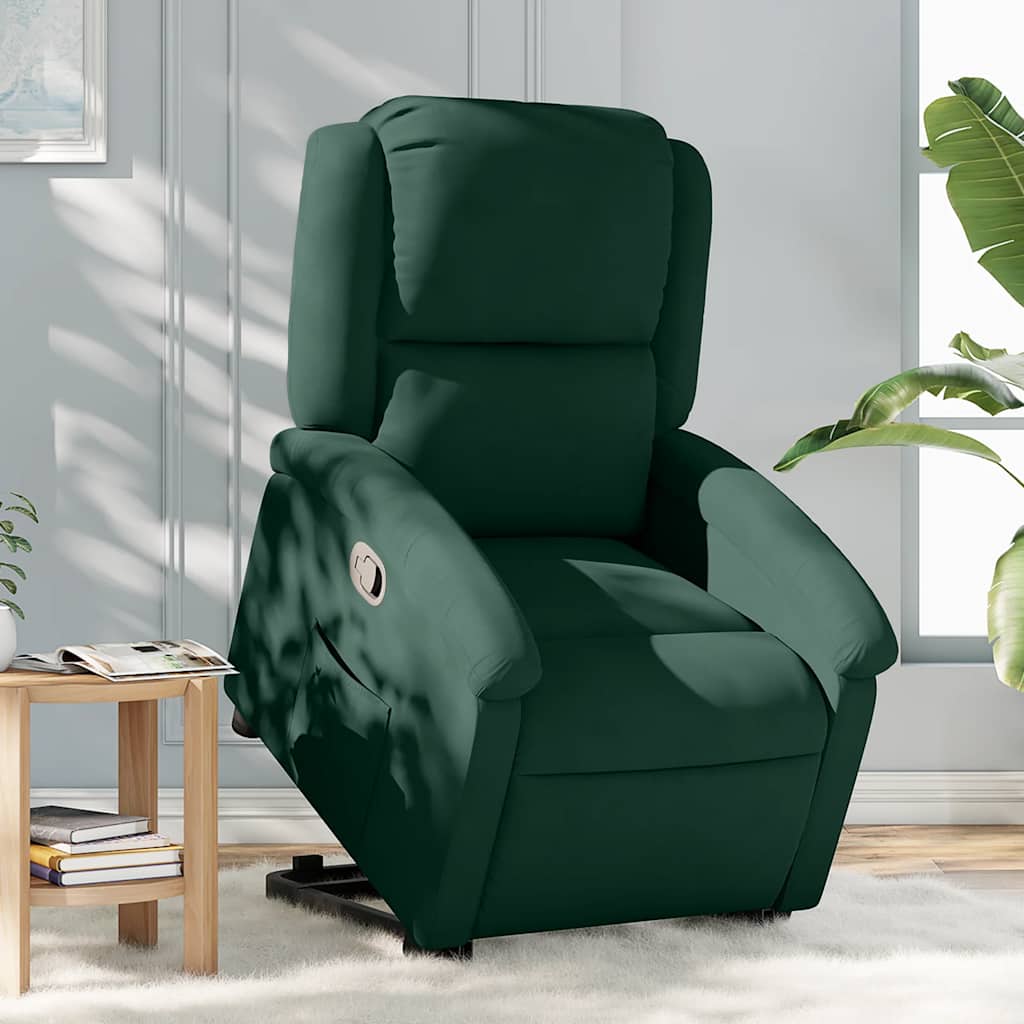 Relaxsessel mit Aufstehhilfe Dunkelgrün Samt
